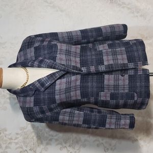 Liz Wear Wool Blend Plaid Blazer (10)
